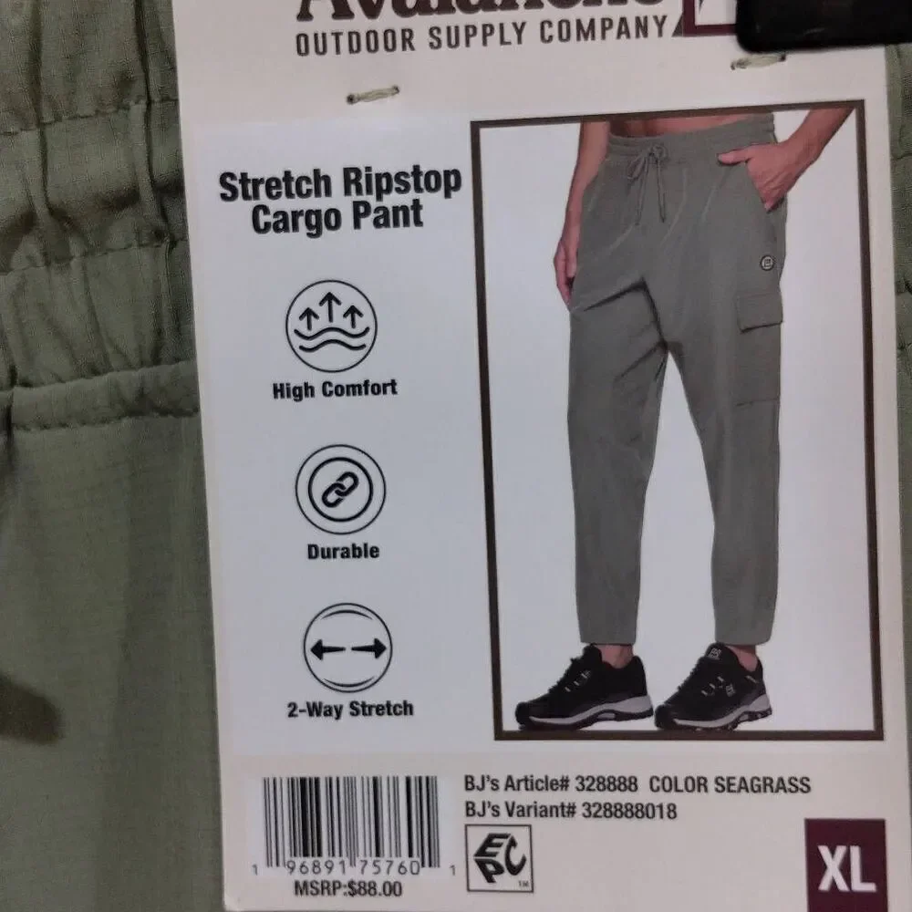 Avalanche Stretch Ripstop Cargo Pants, NWT, XL Sea Grass Green